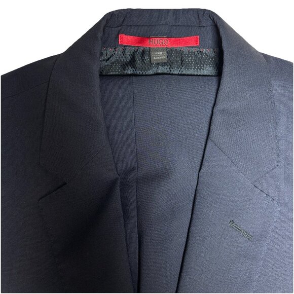 Hugo Boss Diesselstrasse Slim Fit Suit Navy Blue Size 38R W35" 100% Wool Marlane - Picture 1 of 16